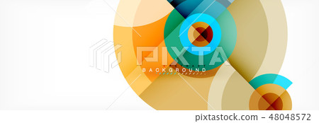Minimal geometric circles and triangles abstract background, techno modern design, poster template 48048572