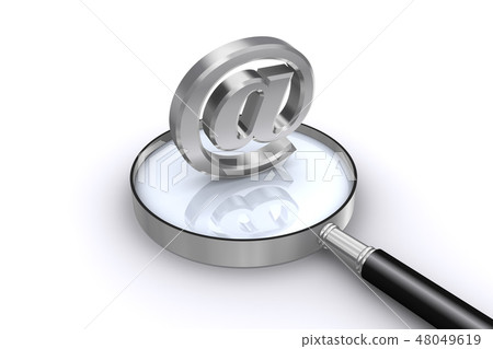 Magnifying glass and at mark 48049619