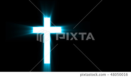 blue religioush cross with sun rays shine blue religioush cross with sun rays shine 48050016