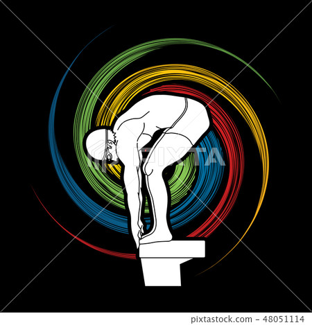 Swimmer prepare to jumping graphic vector. 48051114