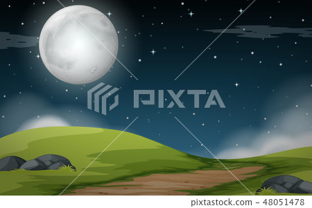 A nature landscape at night - Stock Illustration [48051478] - PIXTA