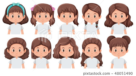 Set of girl different hairstyle 48051490
