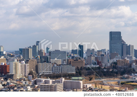 An overhead view from Sendai castle ruins in Sendai city 48052688