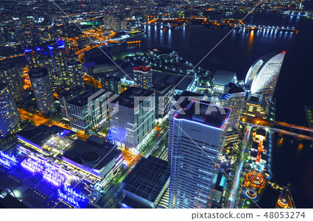 [橫濱的夜景]橫濱地標塔觀景台的夜景 48053274