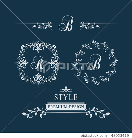 Decorative Floral Vintage Monogram. Set Vectors - Stock Illustration ...