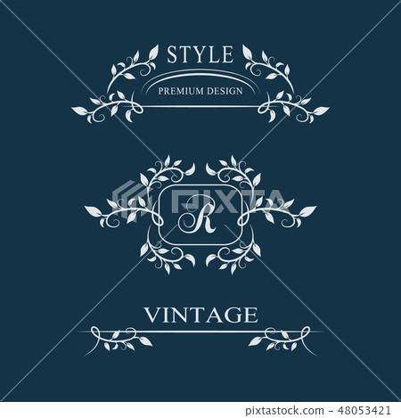 Decorative Floral Vintage Monogram. Set Vectors - Stock Illustration ...