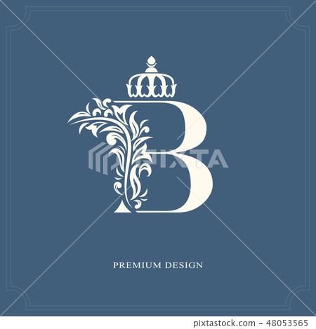 Elegant Letter B With A Crown. Graceful Royal Logo - Stock Illustration ...