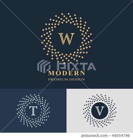 Abstract Monogram template. Letter emblem W, T, V Abstract Monogram template. Letter emblem W, T, V 48054796