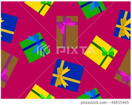 The seamless wallpaper of various gift boxes - Stock Illustration