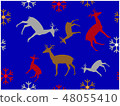 The seamless wallpaper of reindeers and snowflake  48055410