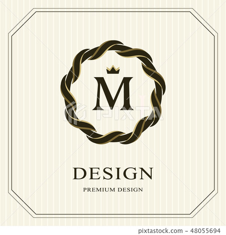 Abstract Monogram round template. Letter emblem M - Stock Illustration ...