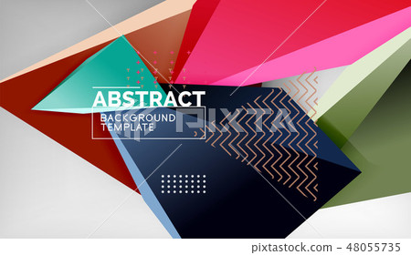3d geometric triangular shapes abstract background, color triangles composition on grey backdrop 3d geometric triangular shapes abstract background, color triangles composition on grey backdrop 48055735