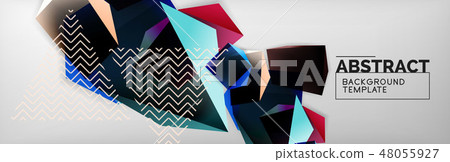 Triangular 3d geometric shapes composition, abstract background 48055927