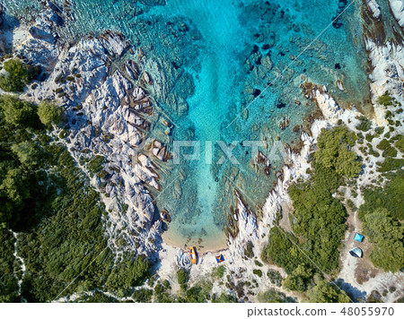 Beautiful beach top aerial view drone shot 48055970