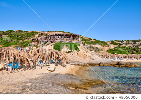 Beautiful beach and rocky coastline  48056006