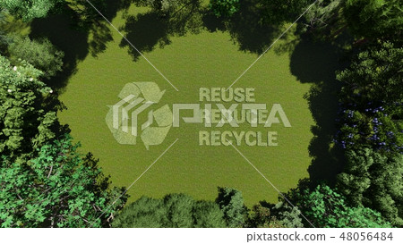 Recycle, reduce, reuse logo made of leaves and tre 48056484