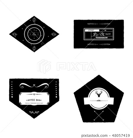 Retro Vintage Insignias or Logotypes set with floral elements and ribbons. Vector design elements 48057419