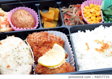 Hamburger steak and oysterfly lunch box Hamburger steak and oysterfly lunch box 48057710