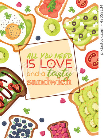 Toast vector sandwich healthy toasted food with bread vegetables and fruits or egg snack for Toast vector sandwich healthy toasted food with bread vegetables and fruits or egg snack for 48058134