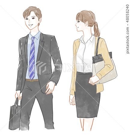 Male and female office worker Male and female office worker 48058240