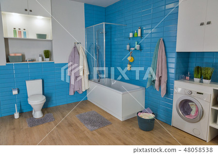 modern bathroom with toilet bowl modern bathroom with toilet bowl 48058538