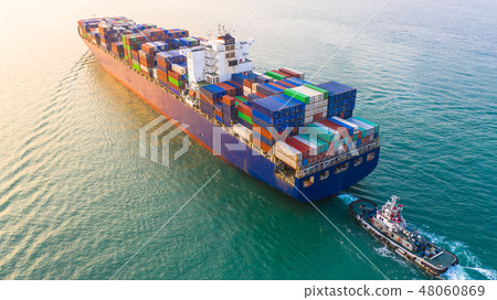 Container ship arriving in port, container ship Container ship arriving in port, container ship 48060869