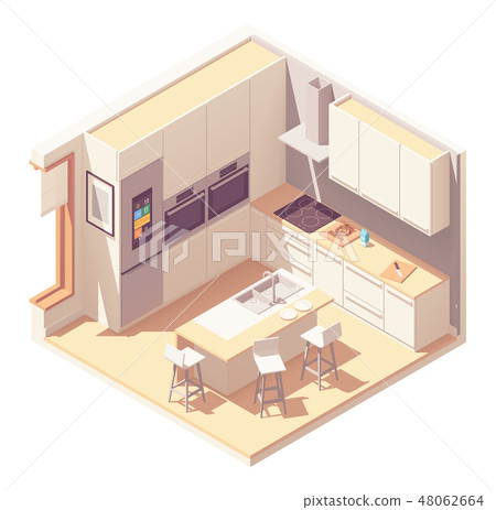 Vector isometric kitchen interior 48062664