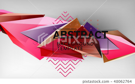 3d geometric triangular shapes abstract background, color triangles composition on grey backdrop 48062764