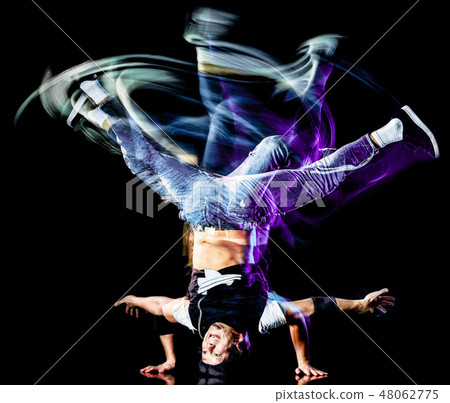 young man hip hop break dancer dancing breakdancer breakdancing isolated 48062775