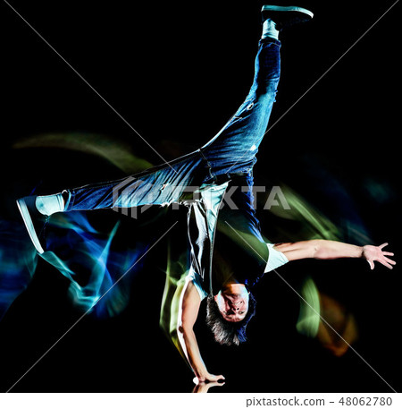 young man hip hop break dancer dancing breakdancer breakdancing isolated 48062780