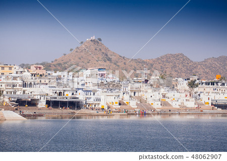 View of the City of Pushkar, Rajasthan, India. 48062907