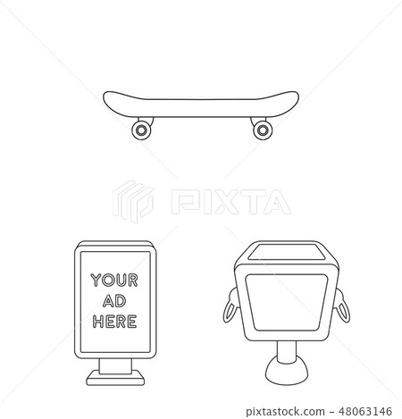 Park, equipment outline icons in set collection for design. Walking and rest vector symbol stock web 48063146