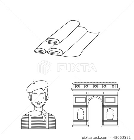 Country France outline icons in set collection for design. France and landmark vector symbol stock Country France outline icons in set collection for design. France and landmark vector symbol stock 48063551