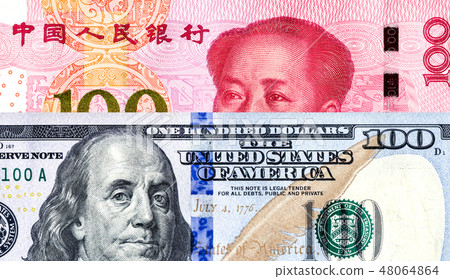 Chinese yuan banknote and american dollar Chinese yuan banknote and american dollar 48064864