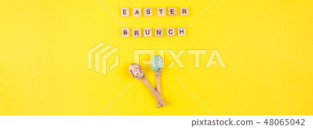 Creative Top view holiday Easter Brunch Concept 48065042