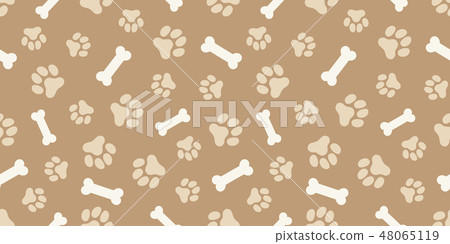 Hone和Dogs腳印的圖案（Paw Prints＆Dog Bone Pattern.Vectoro 48065119
