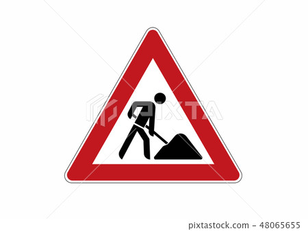 construction site sign caution, construction works 48065655
