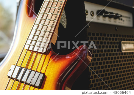 Playing Guitar Close Up View Of Brown Electric Stock Photo