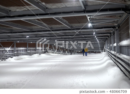 Modern pedestrian bridge in Saint Petersburg. Modern pedestrian bridge in Saint Petersburg. 48066709