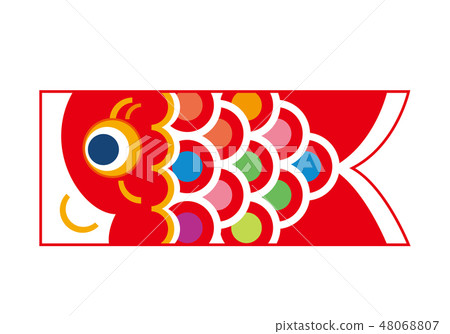 Illustration of a carp streamer (red) | Dawn festival image | vector data White back Illustration of a carp streamer (red) | Dawn festival image | vector data White back 48068807