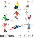 Set of soccer football players in many action 48069503