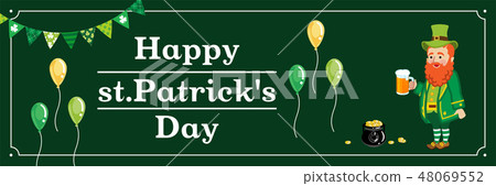 Leprechaun with beer and balloon decoration - St. Patrick's Day 48069552