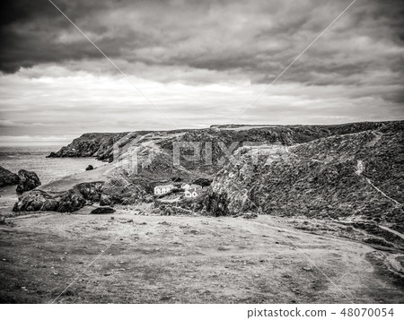 Cornwall England - view over the amazing landcape at the coastline 48070054