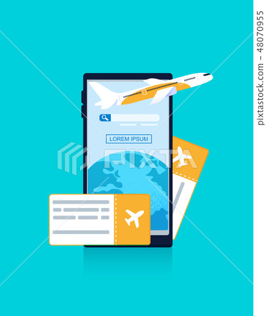 Banner Illustration Mobile Phone Blue Background 48070955