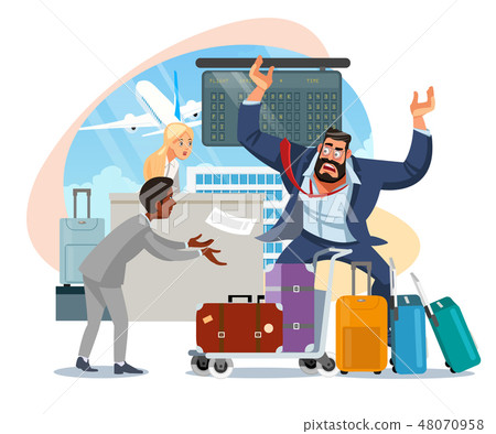 Businessman Late on Airplane Cartoon Vector 48070958