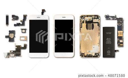 Smartphone components isolate on white 48071580