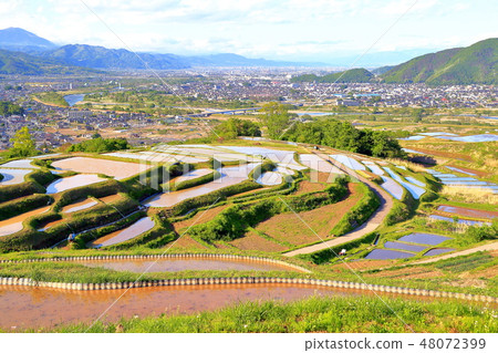 Throwing rice terraces in Chikuma-shi, Nagano prefecture 48072399