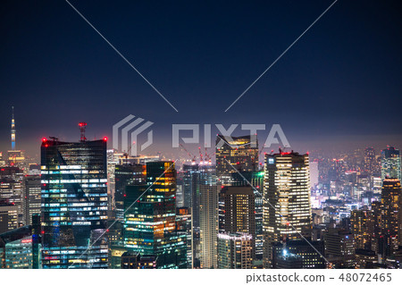 "Tokyo Metropolitan area" rainy · Night view of Tokyo wrapped in fog "Sky Tree direction" "Tokyo Metropolitan area" rainy · Night view of Tokyo wrapped in fog "Sky Tree direction" 48072465