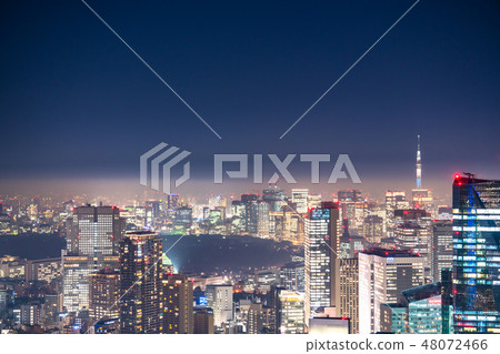 "Tokyo Metropolitan area" rainy · Night view of Tokyo wrapped in fog "Sky Tree direction" "Tokyo Metropolitan area" rainy · Night view of Tokyo wrapped in fog "Sky Tree direction" 48072466