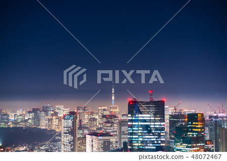 "Tokyo Metropolitan area" rainy · Night view of Tokyo wrapped in fog "Sky Tree direction" "Tokyo Metropolitan area" rainy · Night view of Tokyo wrapped in fog "Sky Tree direction" 48072467